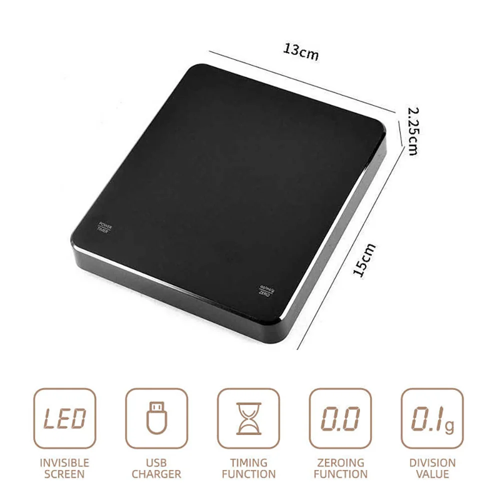 Цифровые весы для кофе CAFEMASY с таймером светодиодным экраном эспрессо USB 3 кг/5 кг 0 1