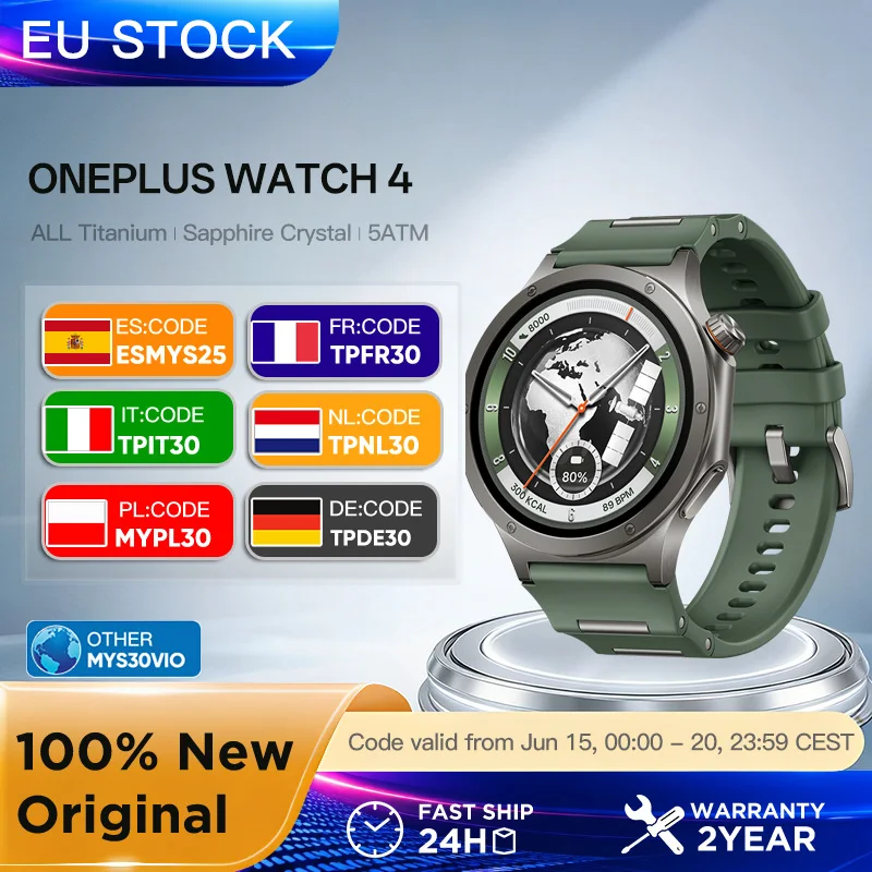 OnePlus Watch 4 smartwatch 2026, pantalla OLED LTPO 1,5", SpO₂, 100+ modos deporte, resistencia 5 ATM