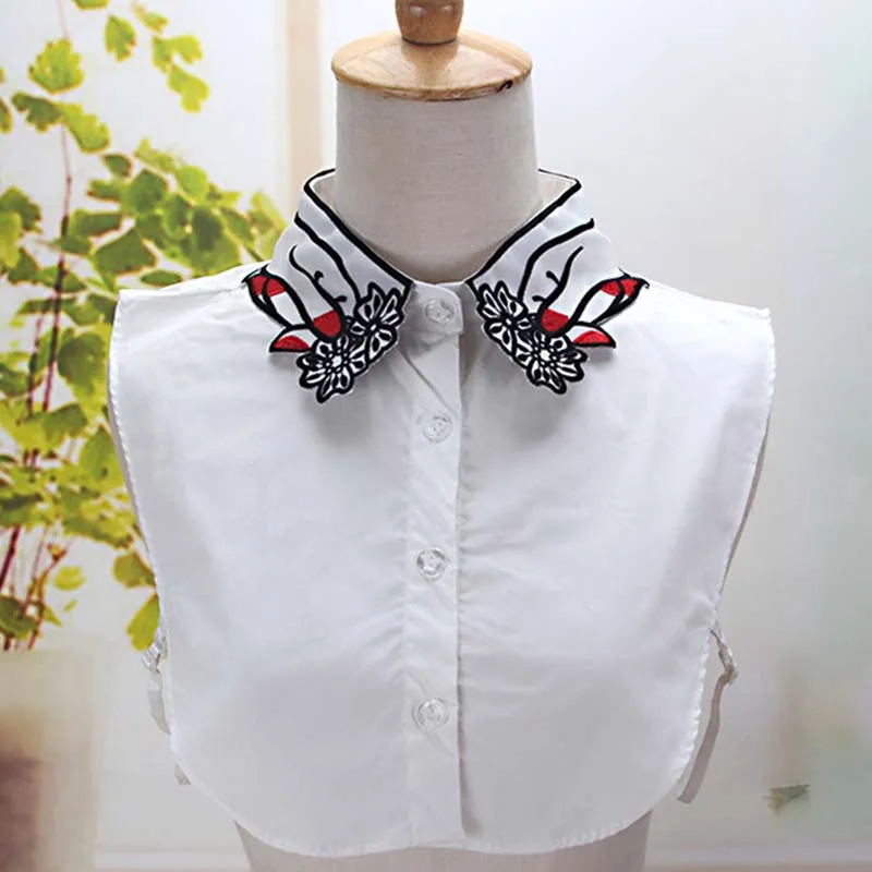 

Multiple Chiffon Embroidery Flowers Fake Collar Simple Fashion Imitation Collar Striped Sweaters Shirt Women's Fake Tie