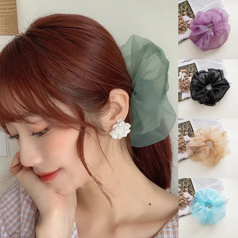 

Oversized Mesh Scrunchie Soft Chiffon Organza Hair Ring Solid Color Elastic Hair Bands Ponytail Holder Net Yarn Hair Accessories