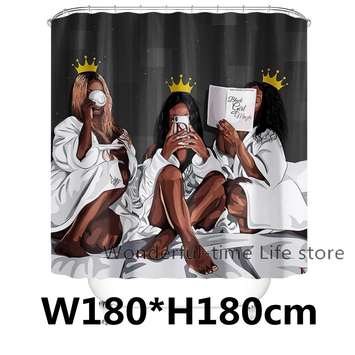 Африканская американская Женская прочная занавеска для душа с короной, водонепроницаемая занавеска с единорогом для девушки, мягкие Противоскользящие коврики для ванной, чехол для туалета