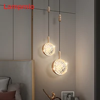 Lampmio Luxury Golden Round Bedroom Pendant Lights For Bedside Modern Simple Dining Room Hanging Lustres Single Wire Hanglamp