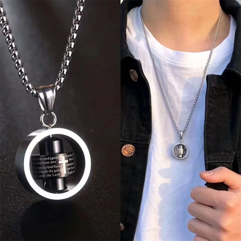 

Vintage Cross Pendant Necklace Goth Jewelry Accessories Punk Creative Lucky Rotating Pendant Jewelry Anniversary Gifts
