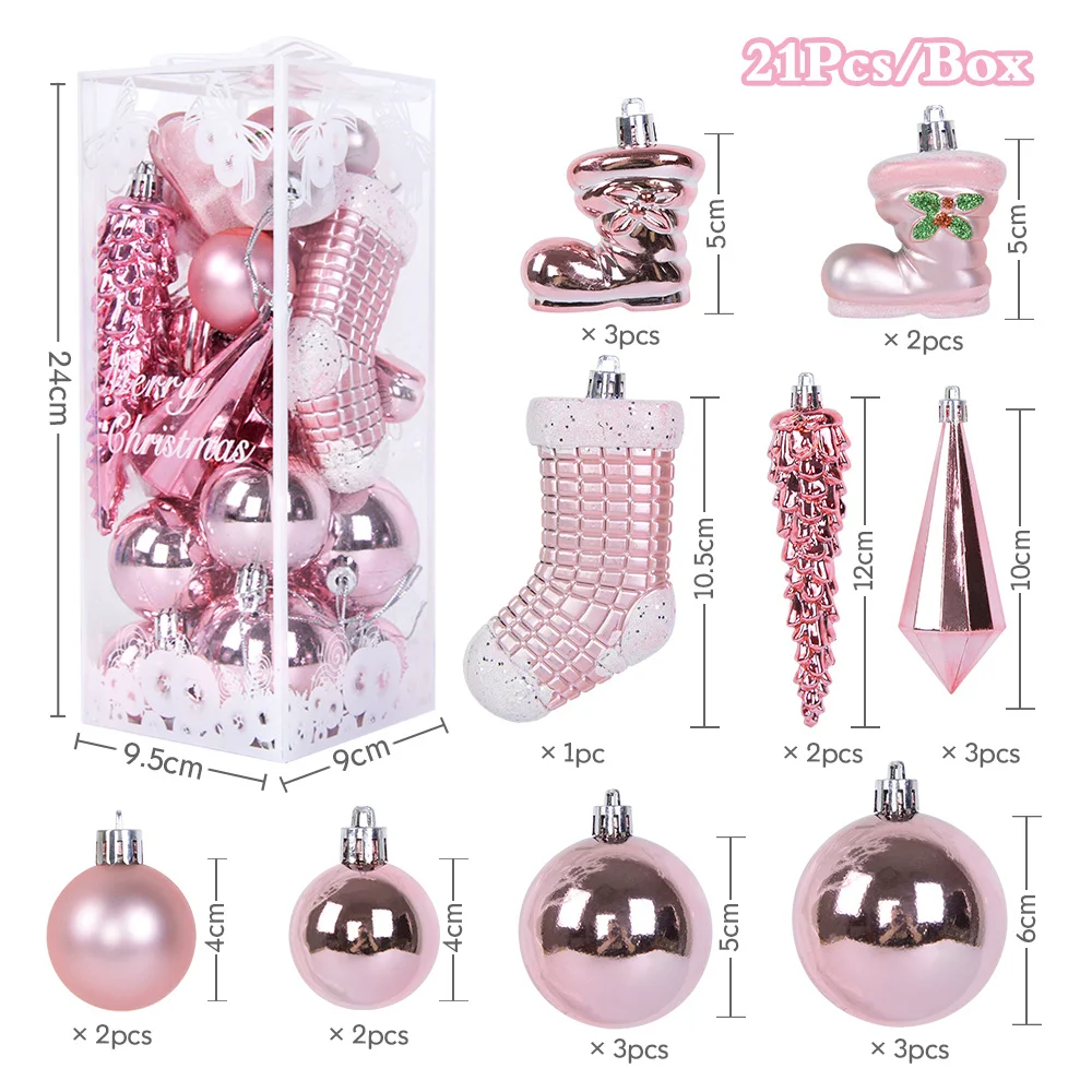 

21Pcs/box Christmas Ball Ornaments Xmas Tree Hanging Ice Pendants Christmas Decorations For Home Navidad 2023 New Year Gift Noel
