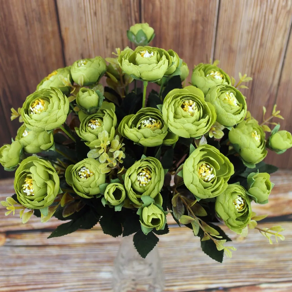 6 вилок/букет цветов яркие цветы камелии искусственные шелковые розы Свадебный