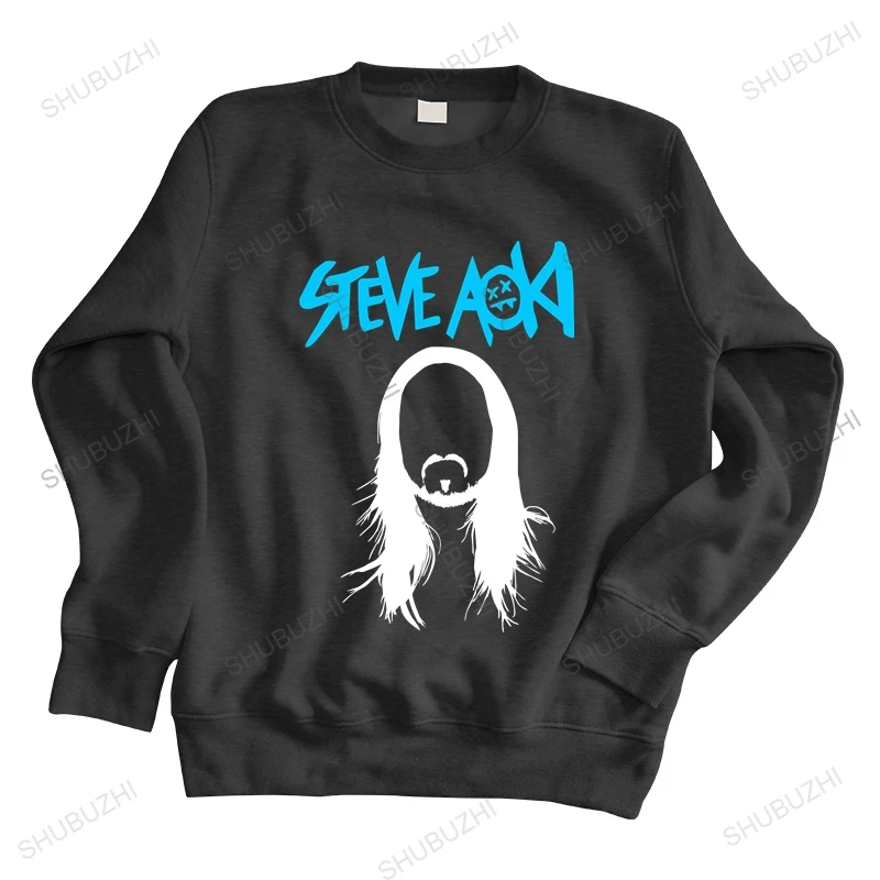 

Man crew neck hoodie STEVE AOKI Electro House Music DJ Logo Men's Black thin unisex sweatshirt men tops