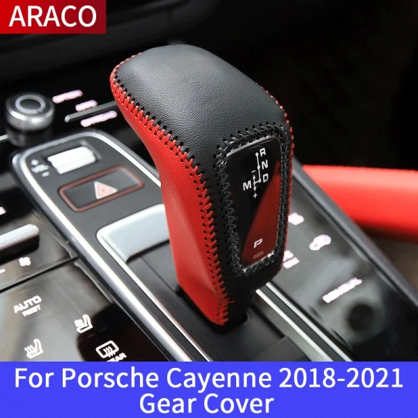 

Чехол для автомобильного шестерни Porsche Cayenne 2018-2021, полиуретановый чехол для ручного тормоза, Нескользящие и противоизносостойкие декоративные аксессуары для стайлинга
