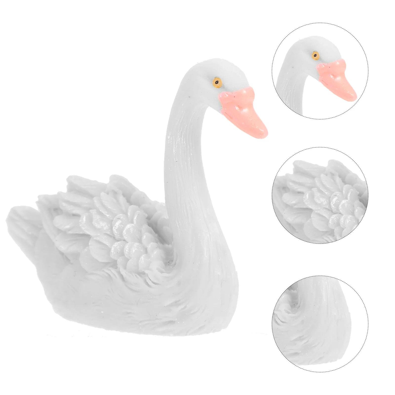 

2 Pcs Decorative Ornaments Mini Plastic Animals Swan Decorations Toy Figurine Simulation Home Resin Garden Woman