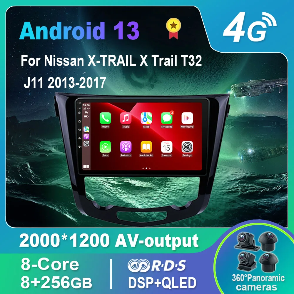 

Автомагнитола Android 13,0/Мультимедийный видеоплеер для Nissan X-TRAIL X Trail T32 Qashqai 2 J11 2013-2017 GPS QLED Carplay DSP 4G