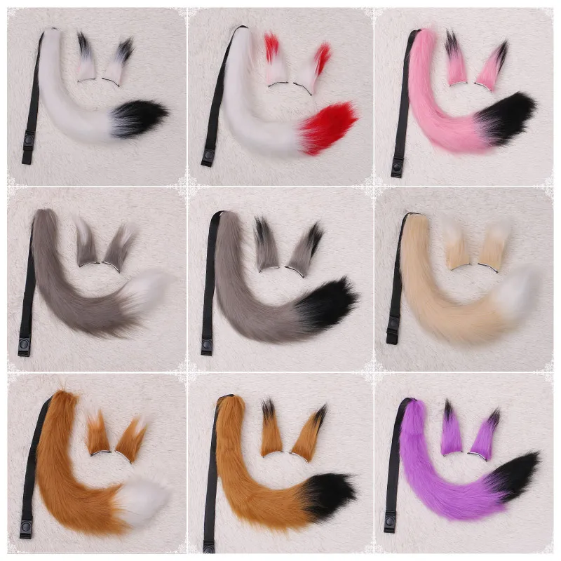 

Plush Fluffy Headwear Hair Hoop+Cat Tail Suit Lolita Hand-made Animal Cat Ears Faux Fur Halloween Headband Kawaii Hair Jewelry