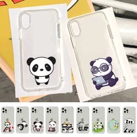 fhnblj cartoon panda phone case for iphone 11 12 13 mini pro xs max 8 7 6 6s plus x 5s se 2020 xr clear case