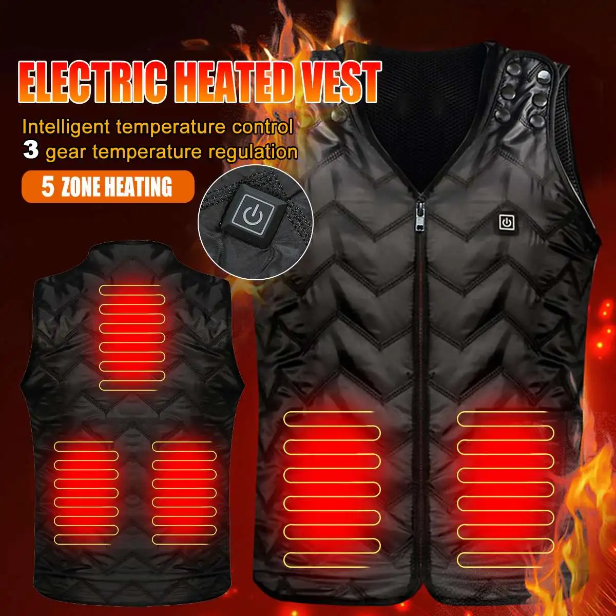 

LS Men Outdoor USB Infrared Heating Vest Jacket Men Winter Electric Heated Vest Waistcoat For Sports Hiking Outdoor Vests