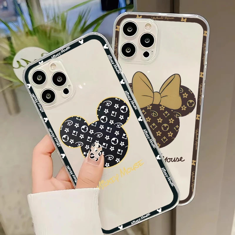 

For iPhone 14 Pro Max Luxury brand Mickey logo For 14 13 12 11 Pro Mini X XR XS Max 6 6s 7 8 Plus clear Soft Cover Phone case
