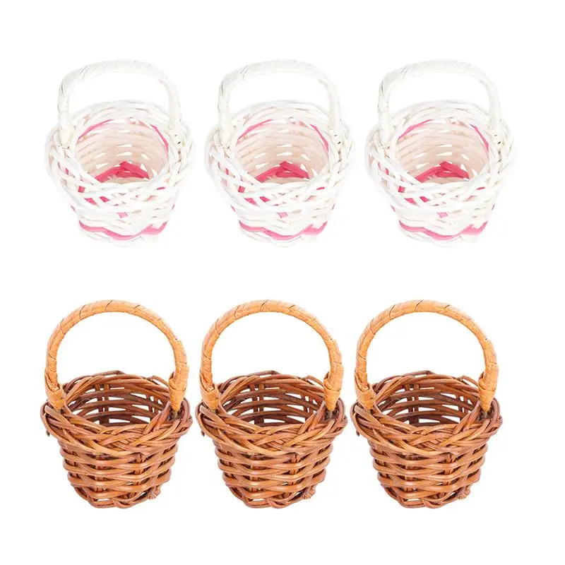 

6 Pcs Bamboo Weaving Baskets Mini Flower Baskets Handheld Woven Baskets