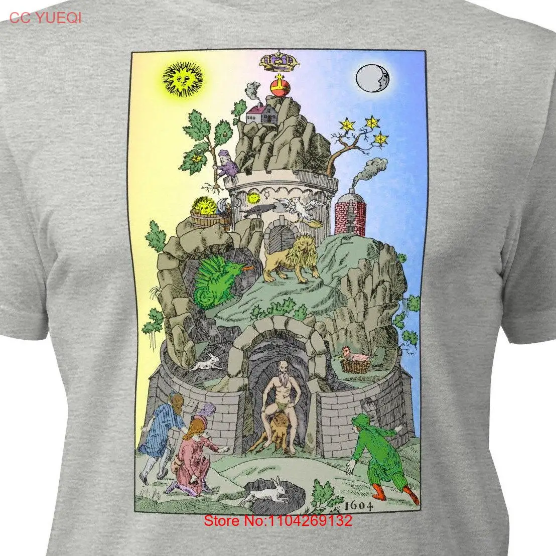 ROSICRUCIAN GUNTAIN Of PHILOSOPHERS 1785 цветная футболка с алхимической гравировкой и длинными