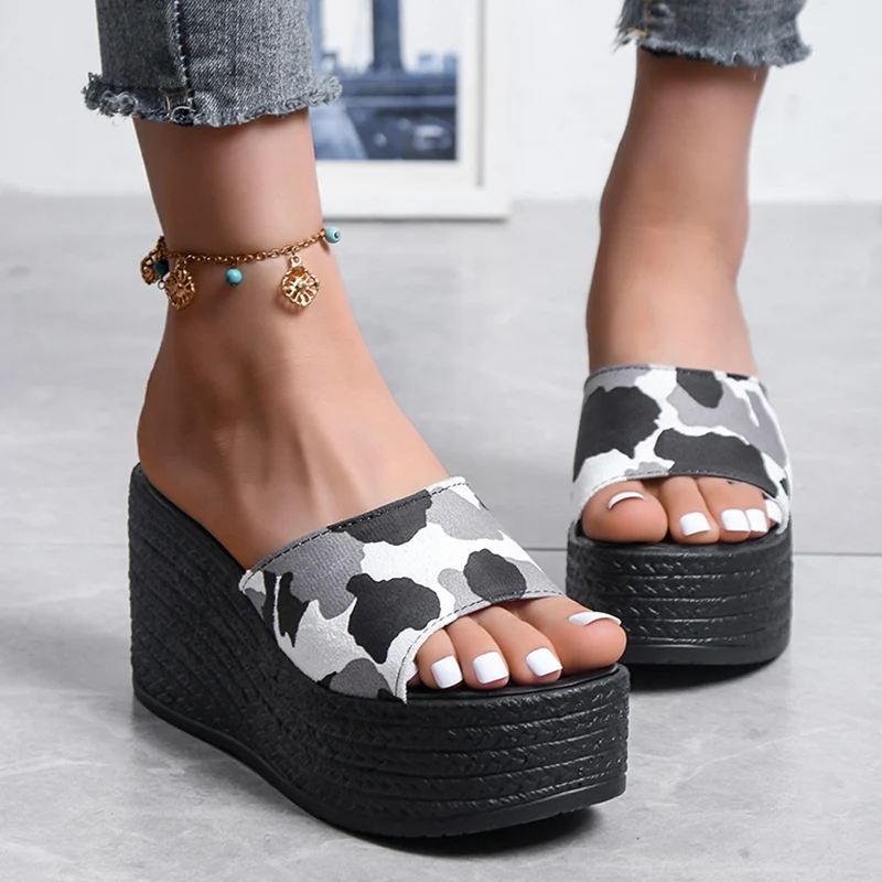 

Rimocy Camouflage Wedge Slippers Women Open Toe Chunky Platform Slides Woman Summer Sandals 2022 Mix Color Non-slip Beach Shoes