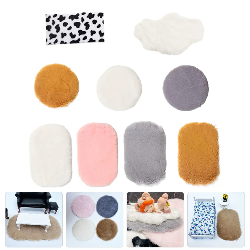 

9 Pcs Circle Area Rug Mini House Rug Accessories Decor Decorative Miniature Cloth Small House Decor Door Mat