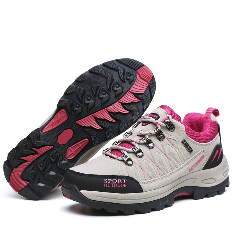 2022 Spring Women's Mountain Shoes Trekking Shoes Woman Outdoor Sport Hiking Climbing Grey Shoes For Women Anti-Slip Combat