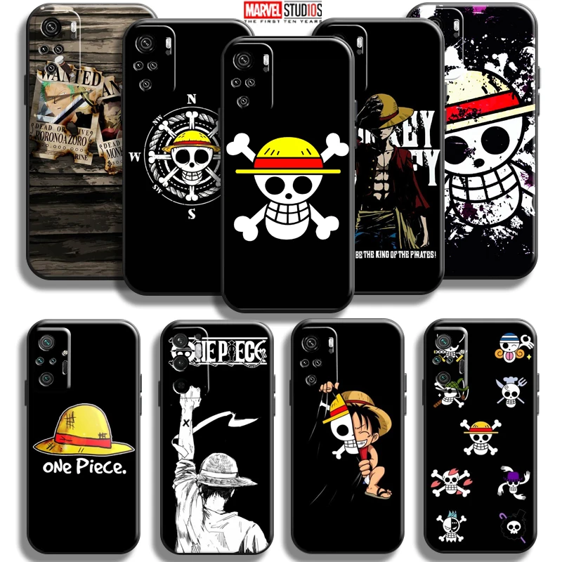 

One Piece Luffy Logo Phone Case For Xiaomi Redmi Note 10 10S Pro Max 5G Note 10T Funda Silicone Cover Liquid Silicon Soft