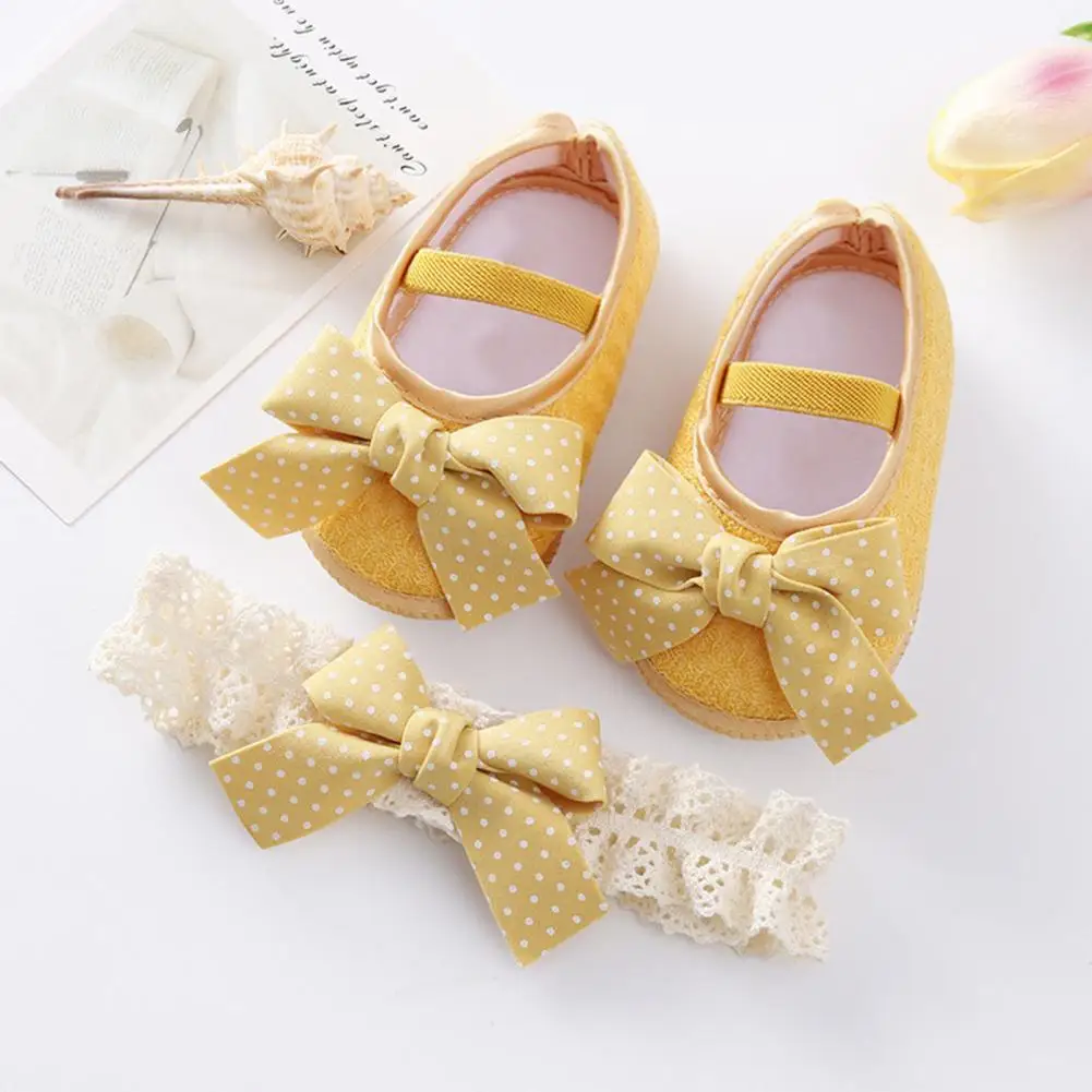 

Charming 1 Set Great Bow Style Newborn Baby Shoes with Headwrap Set Mesh Cloth Newborn Shoes Friendly to Skin for Summer