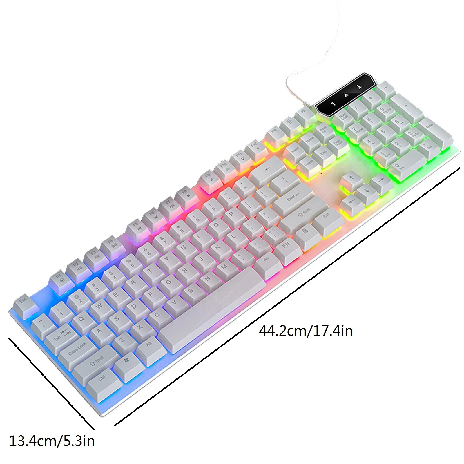 Wired Non Mechanical Keyboard PC Gamer Gaming Kit Black White Switch Keycaps Rainbow RGB Backlight Color Mixed Computer Keyboard