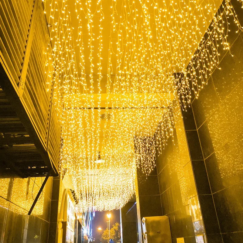 

2024 Christmas Curtain LED String Lights Droop 0.6-0.8M Decoration for Home Outdoor Garland The House Party Wedding Decor