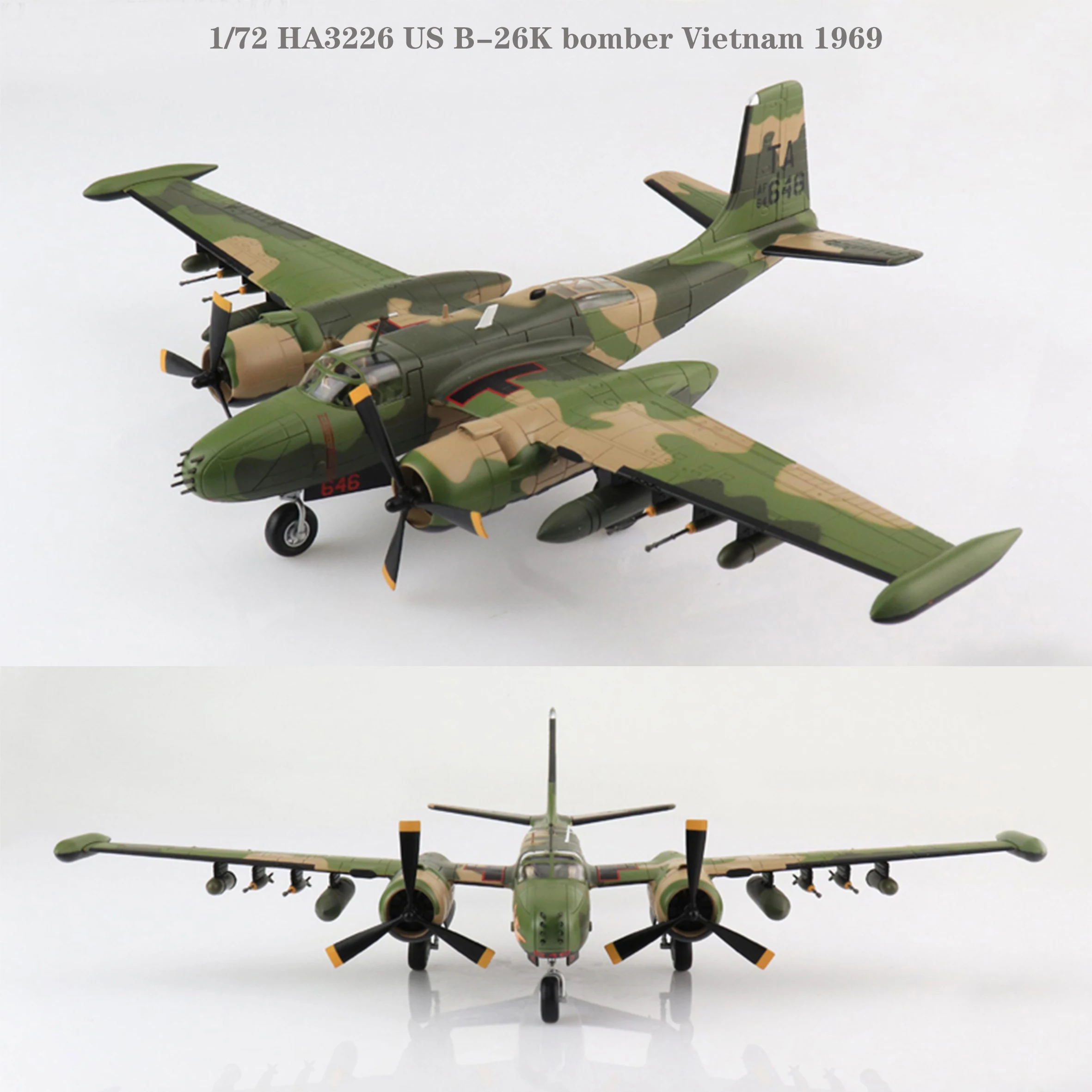 

Fine 1/72 HA3226 US B-26K bomber Vietnam 1969 Alloy collection model