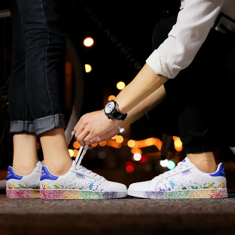 Sneakers Ladies Lace-up Casual Shoes Fashion Women Vulcanized Shoes Breathable Canvas Lover Shoes Graffiti Flat Zapatos Hombe