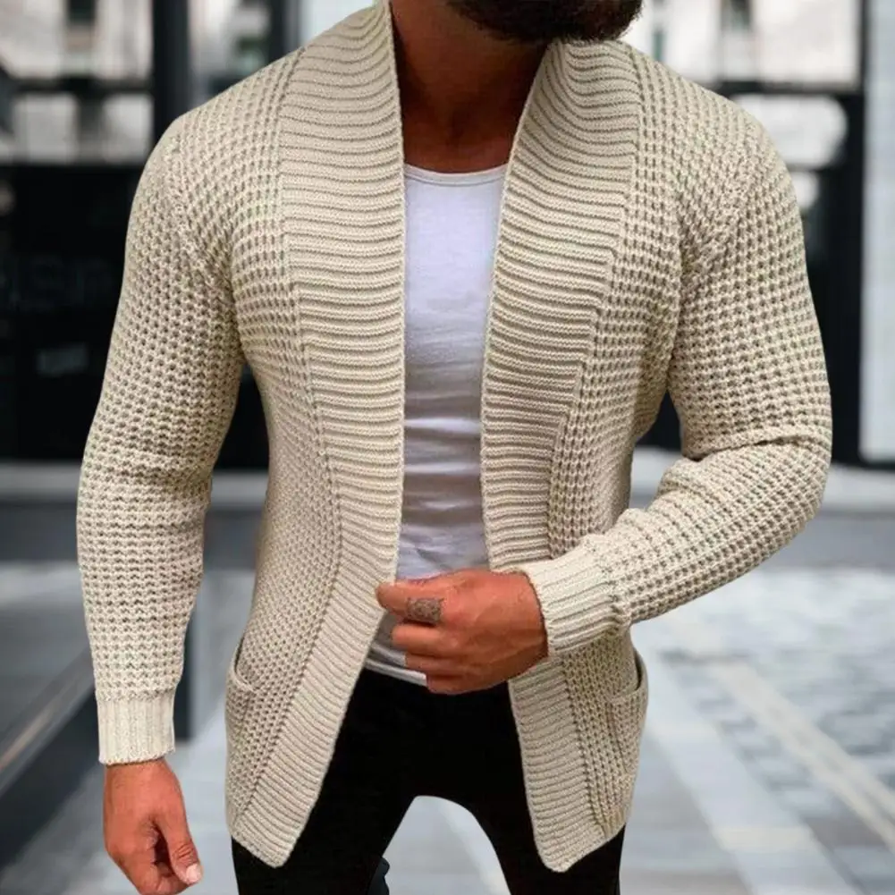

Stylish Men Jacket Open Stitch Warm Thermal Business Soft Men Jacket