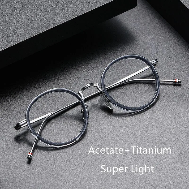 

New York Thom Brand Alloy Titanium Eyeglasses Frame Men High QualityVintage Round Glasses Myopia Prescription Eyewear TBX906