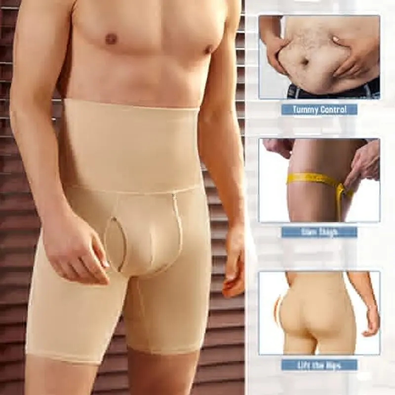 Men's Underwear Boxer Briefs Tummy Control Shorts High Waist Slimming Body Shaper Compression Shapewear Belly Girdle