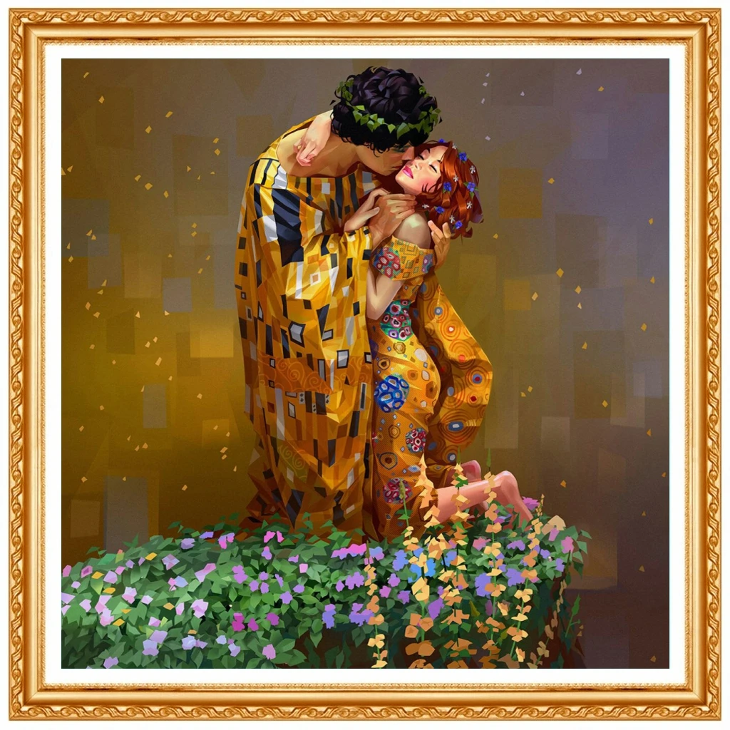 Famous Artist Gustav Klimt Kiss Diamond Painting 5D DIY Embroidery Picture Cross Stitch Kits Mosaic Rhinestone Home Decor