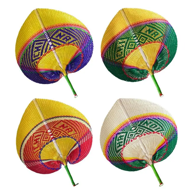 

Pure Handmade DIY Heart Shaped Bamboo Hand Fan Woven Cooling Fan Bamboo Woven Ethnic Style Fan Home Decoration Wedding Items