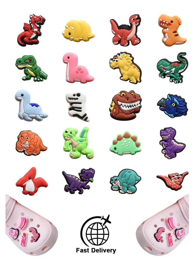 

1Pcs PVC Dinosaur for Crocs Charms Badge Women Sandals Buckle Kids Pins Decoration Jeans Shoe Accessories X-mas Gift Wholesale