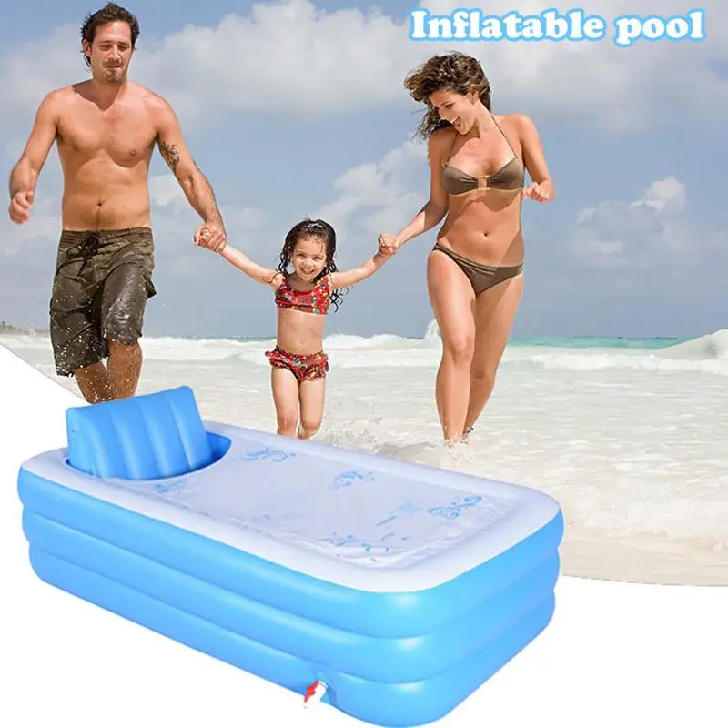 

Прямоугольный надувной бассейн, утолщенный ПВХ детский бассейн, ванна для купания, складная детская Ванна для летних принадлежностей