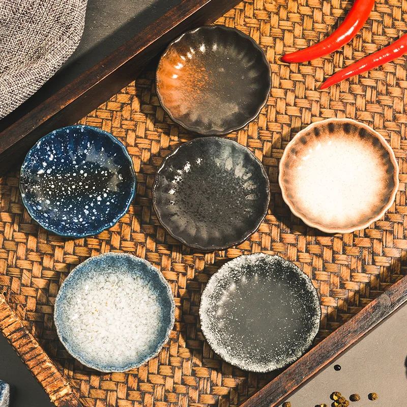 

2.8inch Ceramic Sauce Dishes, Dipping Sauce Bowls, Retro Style Pinch Bowls Seasoning Dishes, Mini Appetizer Dishes