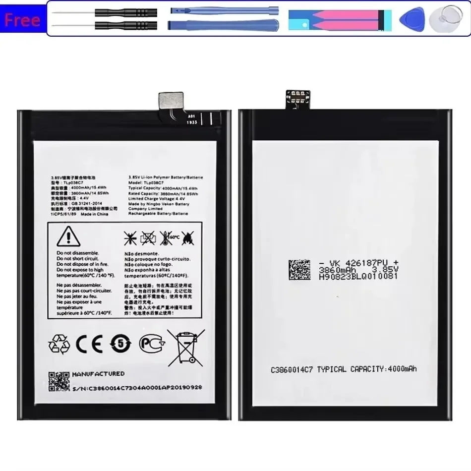 Новый высококачественный аккумулятор TLP 038C7 емкостью 4000 мАч для Alcatel One Touch TLP038C7