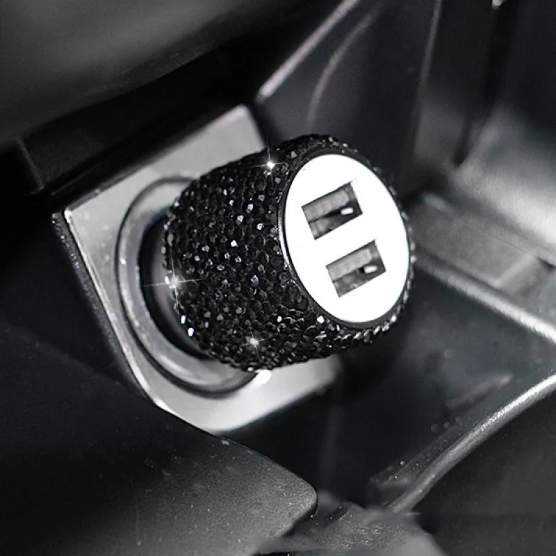 Фото Автомобильное зарядное устройство с двумя USB-портами и кристаллами №4