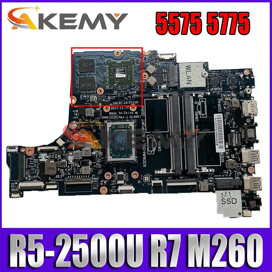 Материнская плата Akemy R5 2500 для ноутбука DELL INSPIRON 5575 системная CAL51 LA-F121P R7 M260(2 ГБ) Φ THTD8