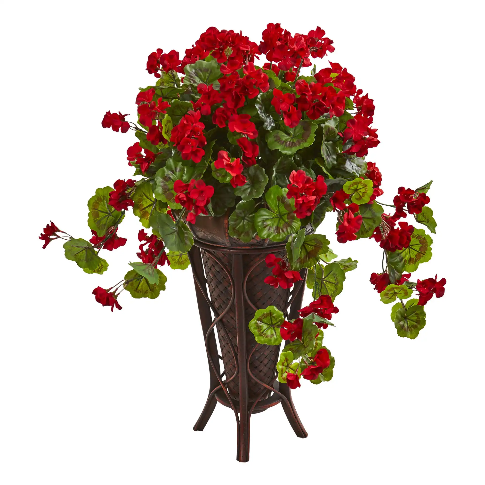 

Free shipping 35" Geranium Artificial Plant in Stand Planter Red