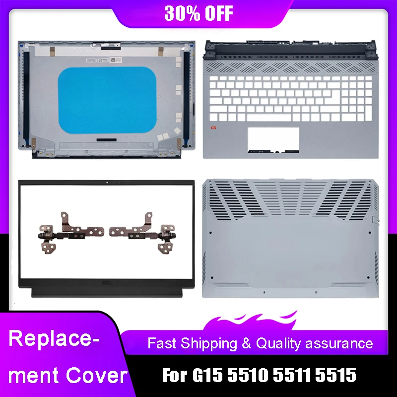 

New Laptop LCD Back Top Cover For Dell G15 5510 5511 5515 Series Front Bezel Palmrest Upper Bottom Case Hinges Rear Lid Grey