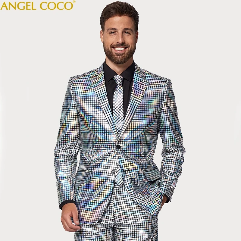 

Men's Suits Luxury Laser Illusions High Quality Wedding Party Prom Celebrity Banquet Award Ceremony Evening Dress Groom Suit