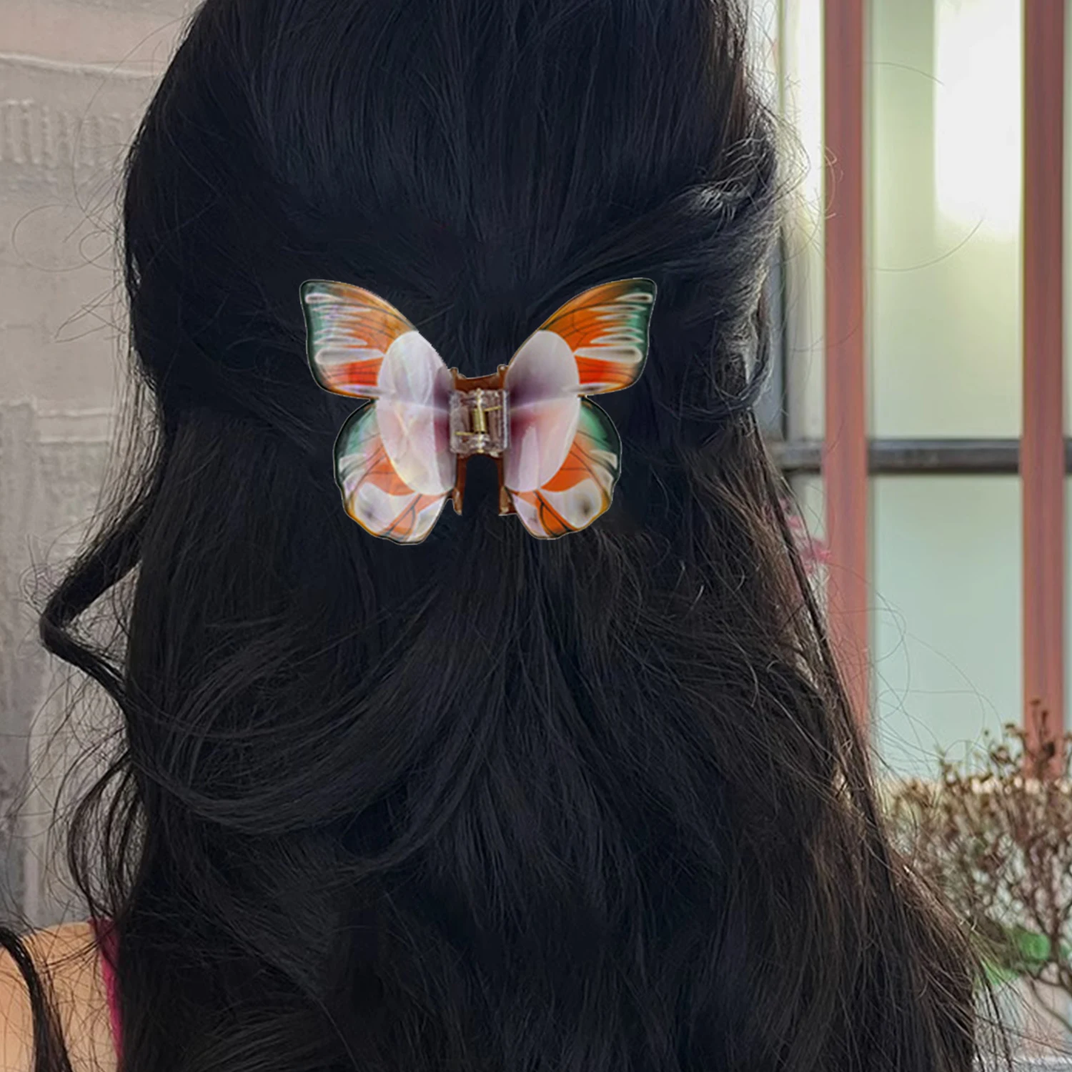 Красочная заколка для волос с принтом бабочки милая романтичная синяя зеленая