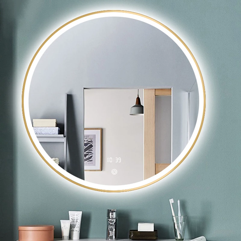 

Makeup Shower Bathroom Mirrors With Lights Anti Fog Round Wall Magnifying Mirror Vanity Backlight Espejos Con Luces Smart Mirror