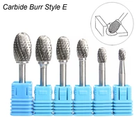oval shape e style 6mm 14 shank style c mould carving tools single cut tungsten carbide rotary file burr milling cutter metal