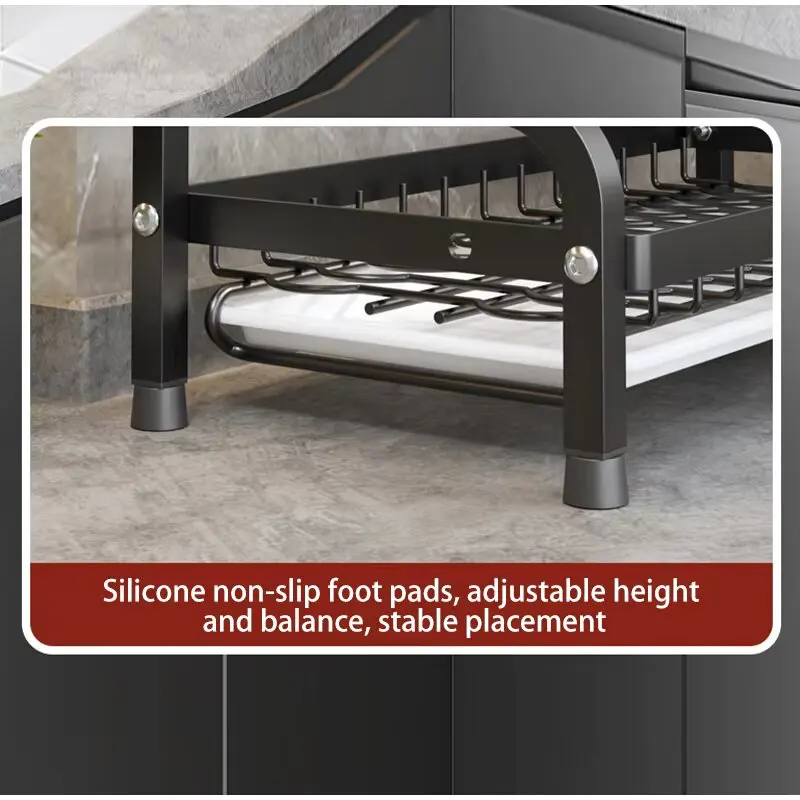 Компактная Двухъярусная Сушилка Для Посуды Большая Кухонная Полка Хранения Из