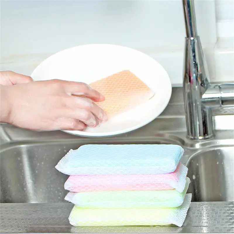 

5 шт., двусторонние губки для мытья посуды
