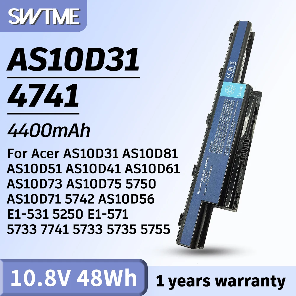 Фото Аккумулятор AS10D31 AS10D41 AS10D51 AS10D61 AS10D71 AS10D73 AS10D75 AS10D81 5250 5336 5551 5552 5560 5733Z AS5741 7251 7551 7741 №1