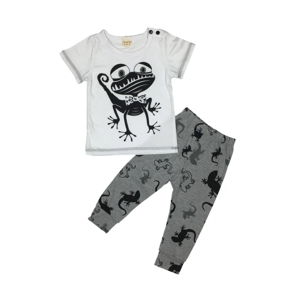 2021 New Fashion baby clothing set boy clothes short-sleeved Cartoon gecko newborn toddler 2pcs/suit |