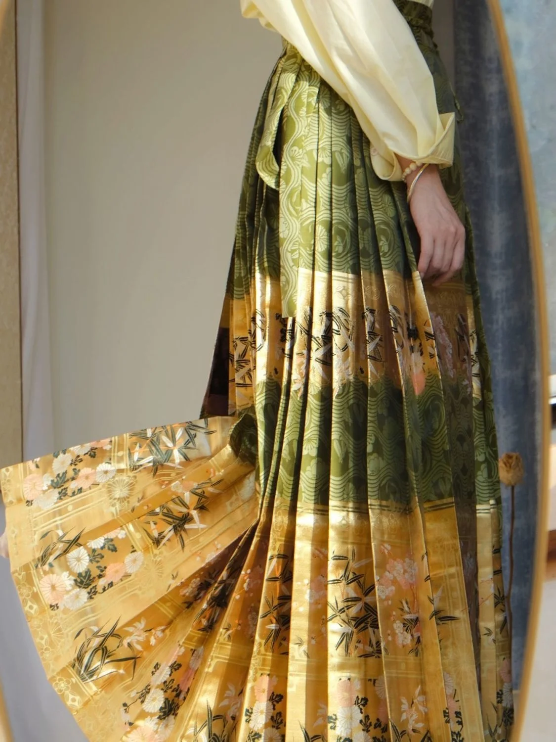 Плетеная китайская юбка с изображением лошади династии Мин ханьфу, одежда для косплея, Зеленое Длинное Платье